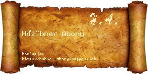 Hübner Abony névjegykártya